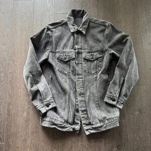 Alexander Wang A Wang Distressed Black Denim Jacket Shirt size 36 PREOWNED